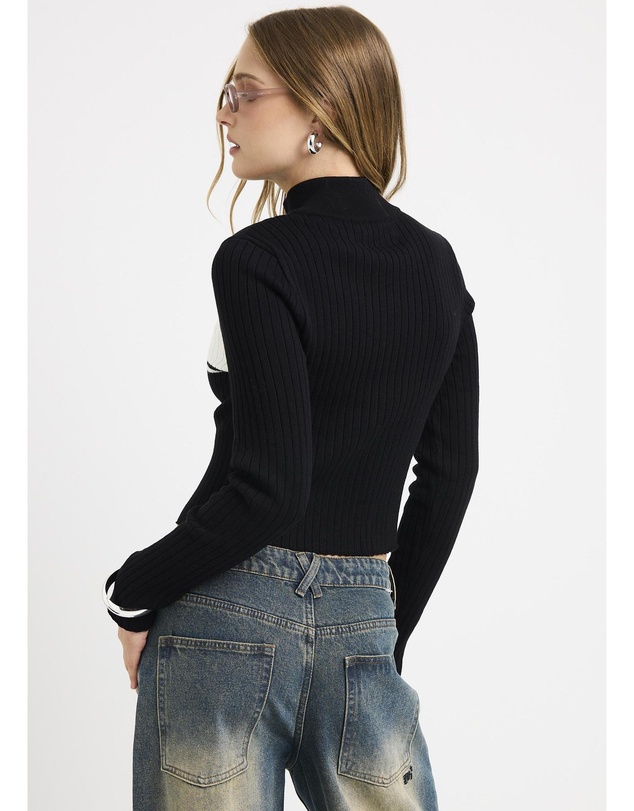 Insight - Uma Stripe Zip Through Knit Top