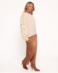 Petal & Pup - Lover Tie Sleeve Knit Sweater - Ivory