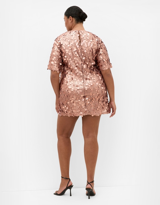 City Chic - Plus size Adorn Sequin Mini Dress - bronze