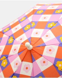 Morgan & Taylor - Flower Check Kids Umbrella in Blue, Pink and Peachy Orange