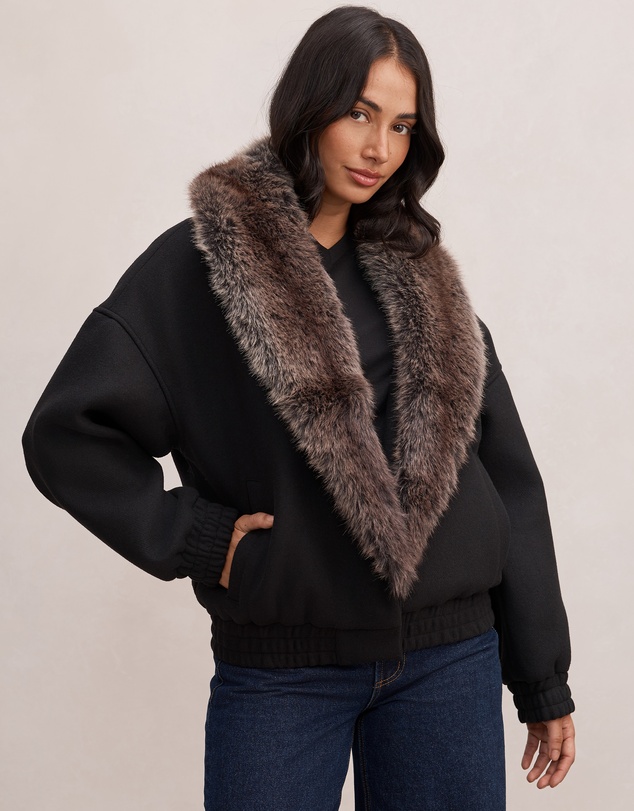 Forever New - Megan Faux Fur Collared Jacket