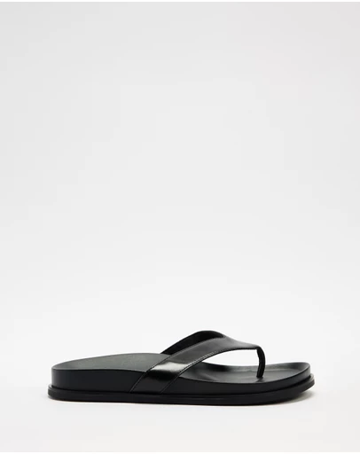 AERE - Leather Footbed Thongs - Women's