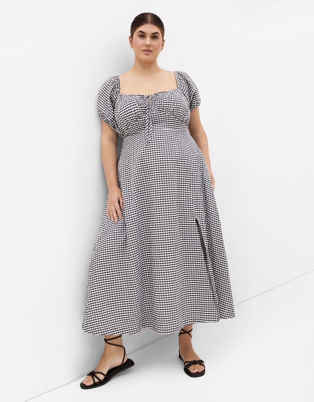 City Chic - Plus size Abbie Short Sleeve Gingham Dress - black