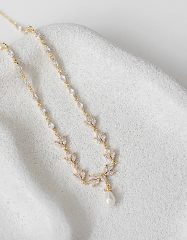 The White Collection - Liliana - Classic Gold Pearl Bridal Necklace