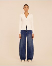 AERE - Mid-Rise Barrel Leg Jeans