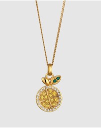 Elli Jewelry - Necklace Crystal Lemon 925 Sterling Silver Gold-Plated