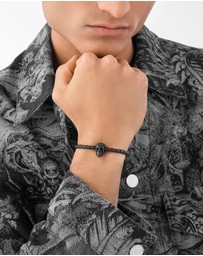 Philipp Plein - Plein Elite IP Black Crystal Skull Leather Bracelet