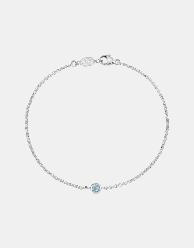 Dower & Hall - Women's Single Aquamarine Dewdrop Chain Bracelet In Sterling Silver