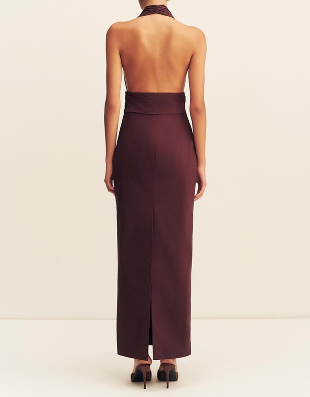 Shona Joy - Campbell Halter Plunged Maxi Dress