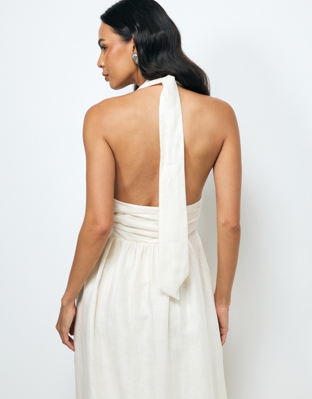 AERE - Giselle Linen Halter Maxi Dress