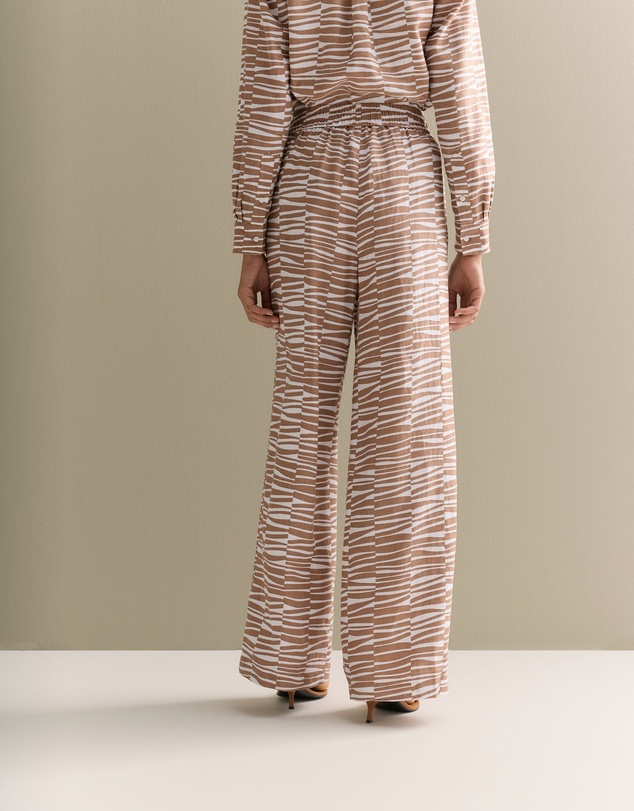 Trenery - Linen Abstract Geo Print Pull On Pant in Hazel