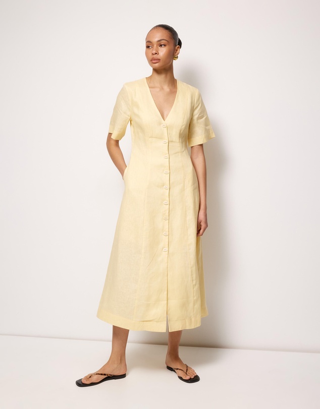AERE - Rani Linen Midi Dress