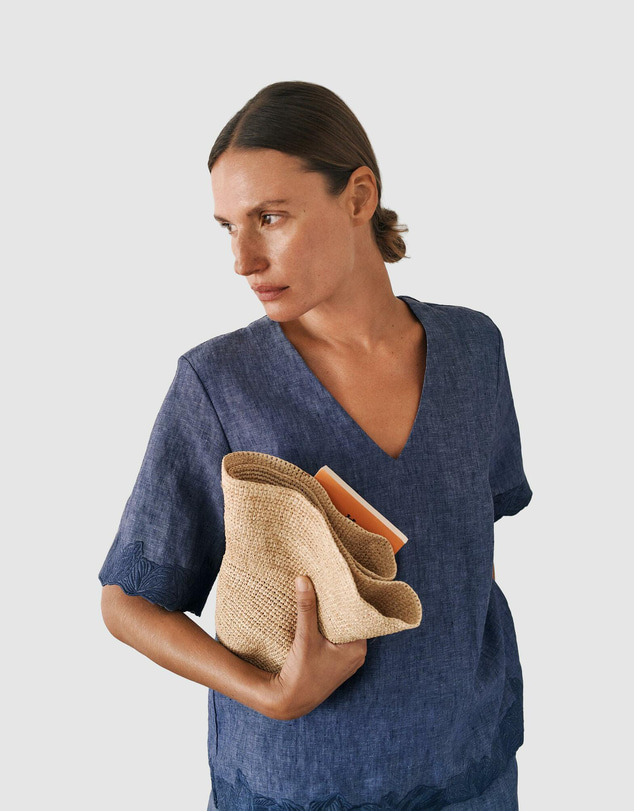 Trenery - Linen Embroidered Detail Popover