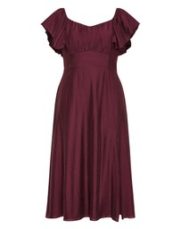 City Chic - Plus size Alisia Tie-Back Midi Dress - dark cherry