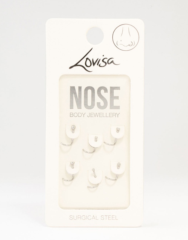 Lovisa - Surgical Steel Corkscrew And Ball Nose 6-Pack