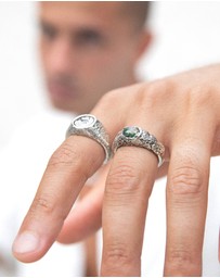 Haze & Glory - ICONIC EXCLUSIVE - Ring Signet Men Moss 925 Sterling Silver