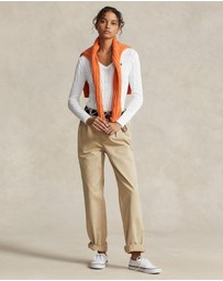 Polo Ralph Lauren - Kimberly Cable Knit Cotton V-Neck Sweater