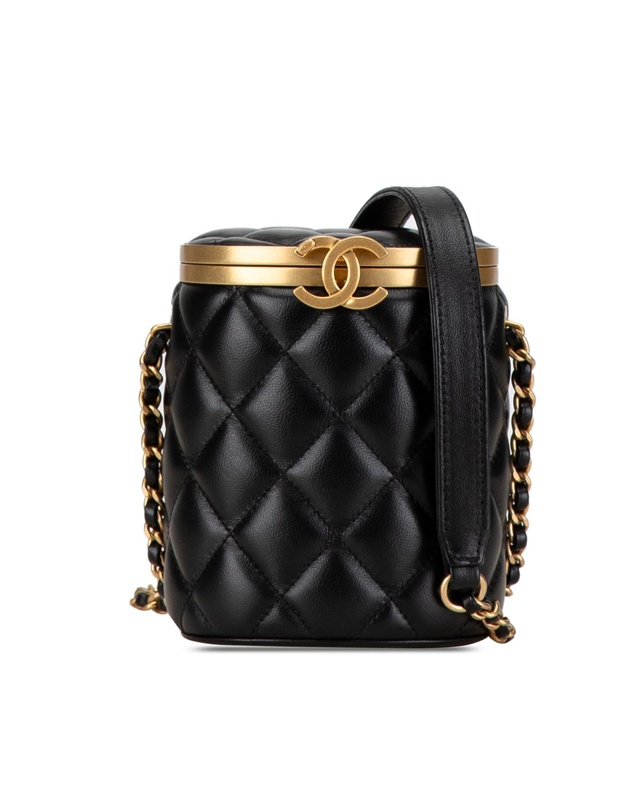 Pre-Loved by Azura Reborn - Pre-Loved chanel Quilted Vanity Case with Chain and Leather Straps Elegant Shoulder Bag
