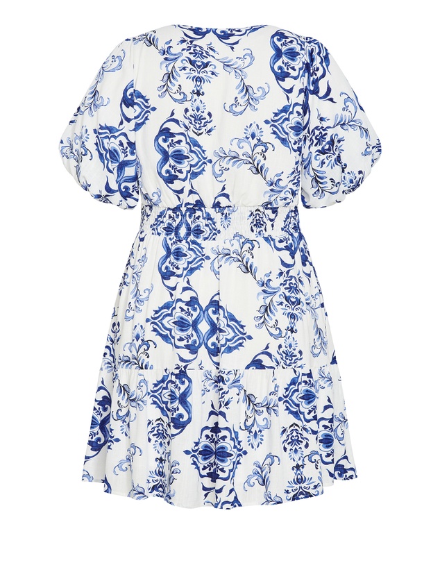 City Chic - Plus size Winslow Short Sleeve Print Dress - white