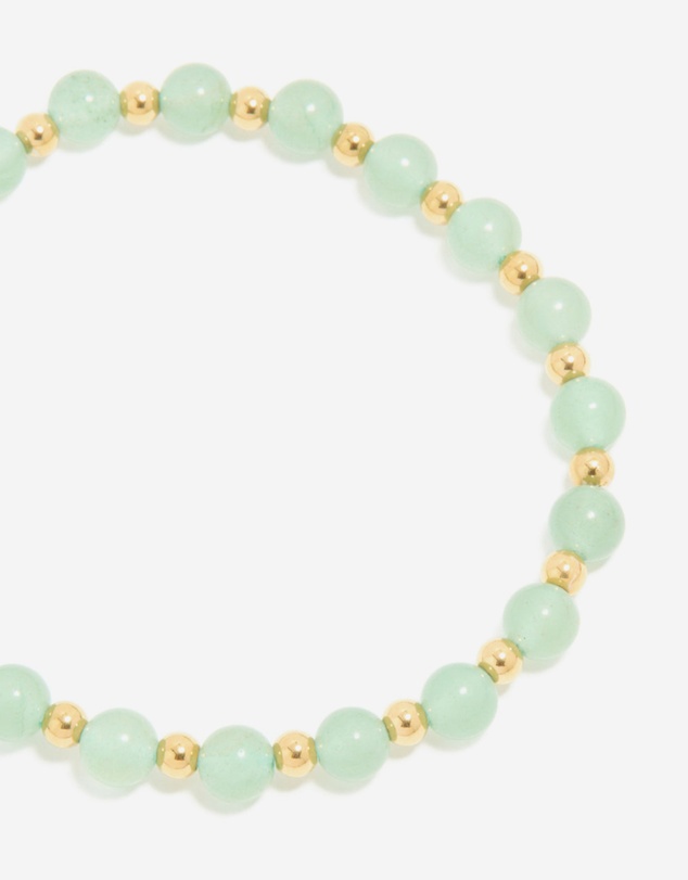 Lovisa - Waterproof Gold Plated Stainless Steel Green Beaded Stretch Bracelet