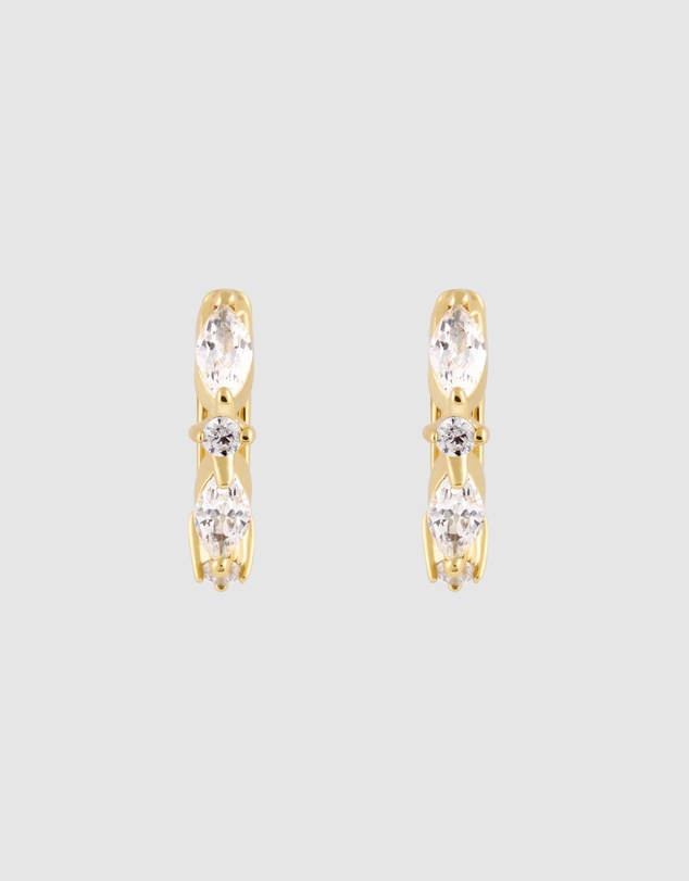 Wanderlust + Co - Marquise Pave Gold 8mm Huggie Earrings