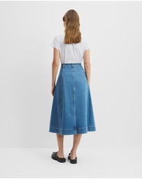 Country Road - A-line Denim Midi Skirt