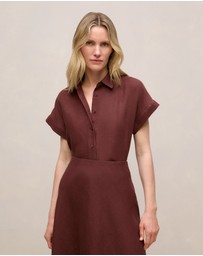 Trenery - Delave Linen Cap Sleeve Shirt in Espresso
