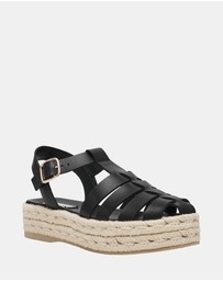 Steve Madden - Marlin Black Leather Sandals