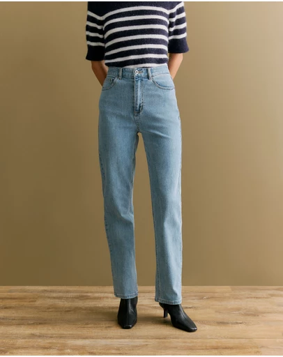 Trenery - High Rise Straight Leg Jean in Vintage Wash Denim