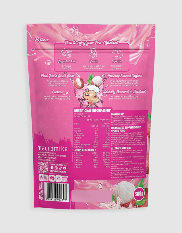 Macro Mike - Lychee Berry Pre Workout - 300g