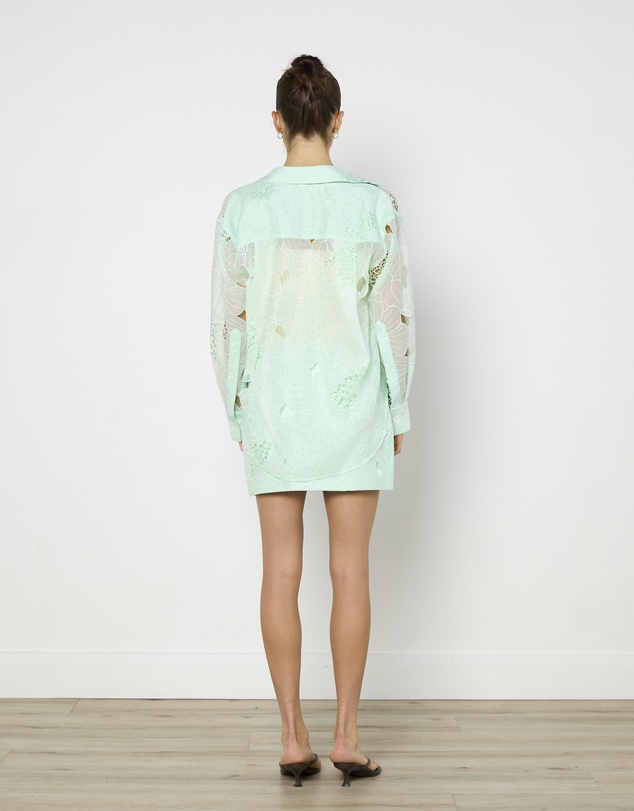 Cirkular - Pre-Loved - Oroton Mint Lace Shirt and Skirt Set