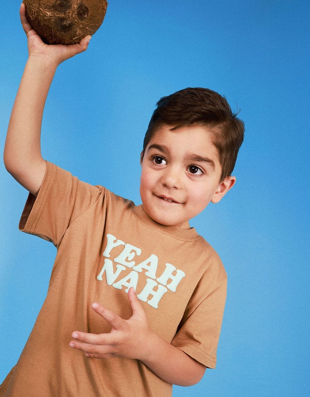 Skwosh - Yeah Nah Kids Slang Tee in Mocha