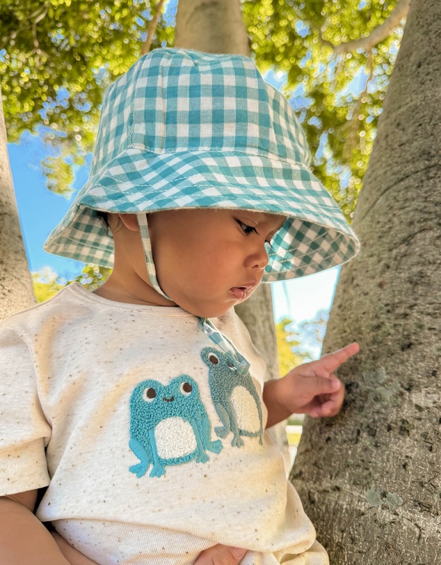 Purebaby - Gingham Bucket Hat-Kids-Babies