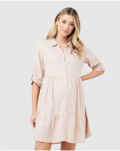 Ripe Maternity - Adel Linen Button Through Dress