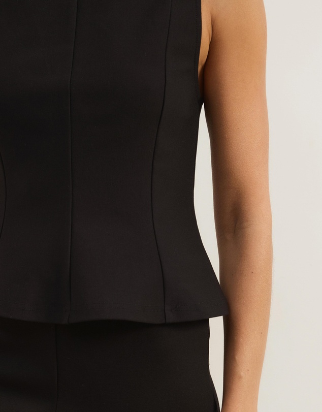 Atmos&Here - Eleni Sleeveless Peplum Ponte Structured Top