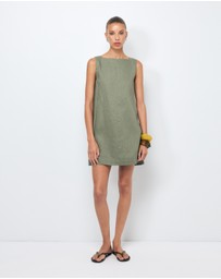AERE - Siya Panelled Linen Shift Mini Dress