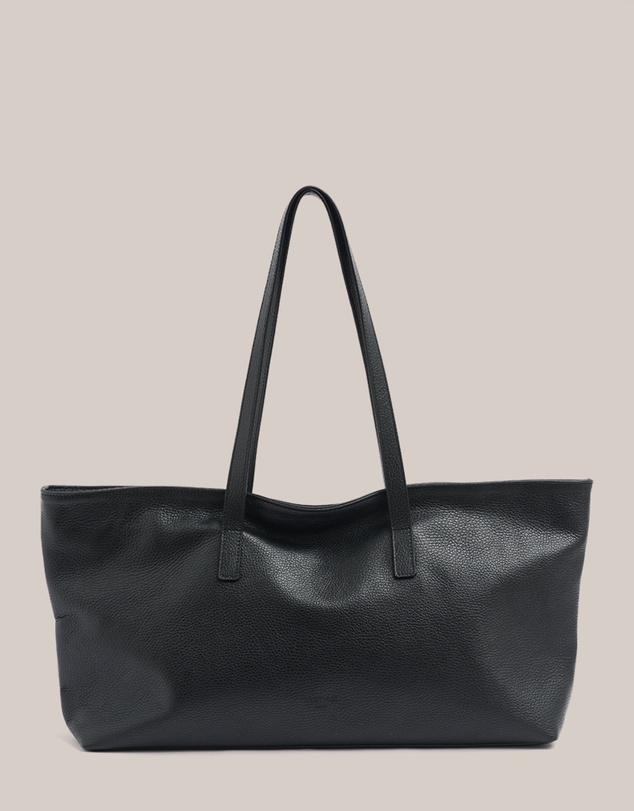 VESTIRSI - Mia Black Leather East West Slouchy Tote