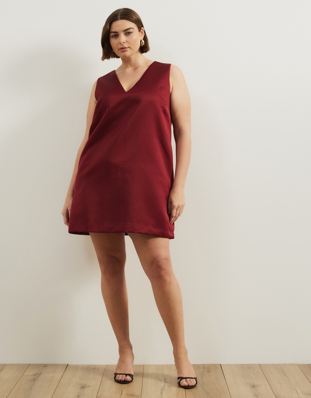 Atmos&Here Curvy - Poppy Structured Satin Mini Dress