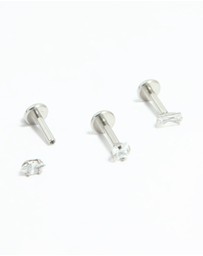 Lovisa - Surgical Steel Cubic Zirconia Mixed Shape Flat Back Studs 3-Pack