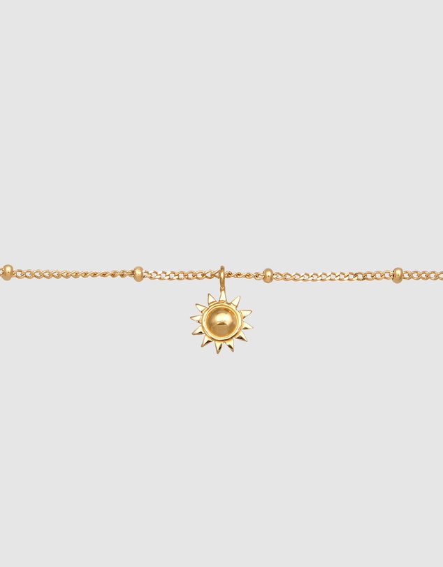 Elli Jewelry - Necklace Choker with Sun Pendant 925 Sterling Silver Gold-plated