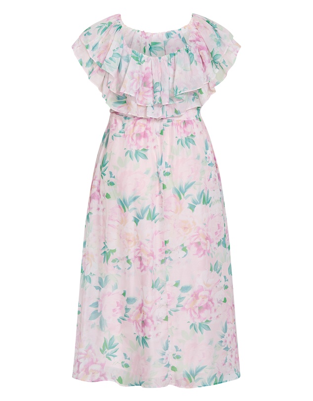 City Chic - Plus size Poetic Floral Print Off Shoulder Maxi Dress - soft pink