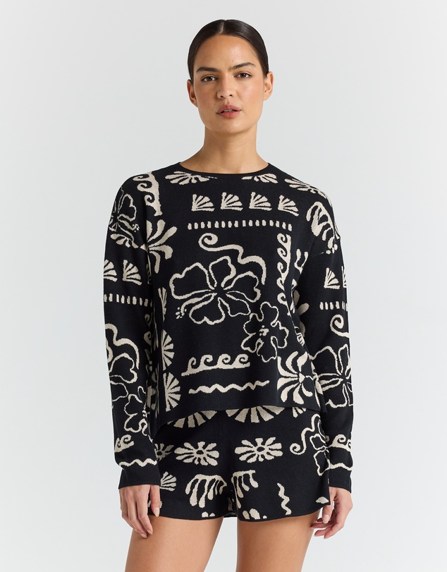 Poolside Paradiso - Jamaica LS Knit Top - Black