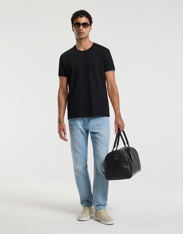 Calibre - Stripe Trim Jacquard T-shirt Black