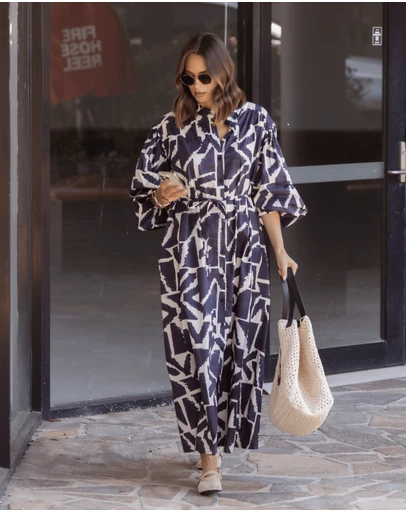 ALEXANDRA - Jack Dress Navy Geo Print