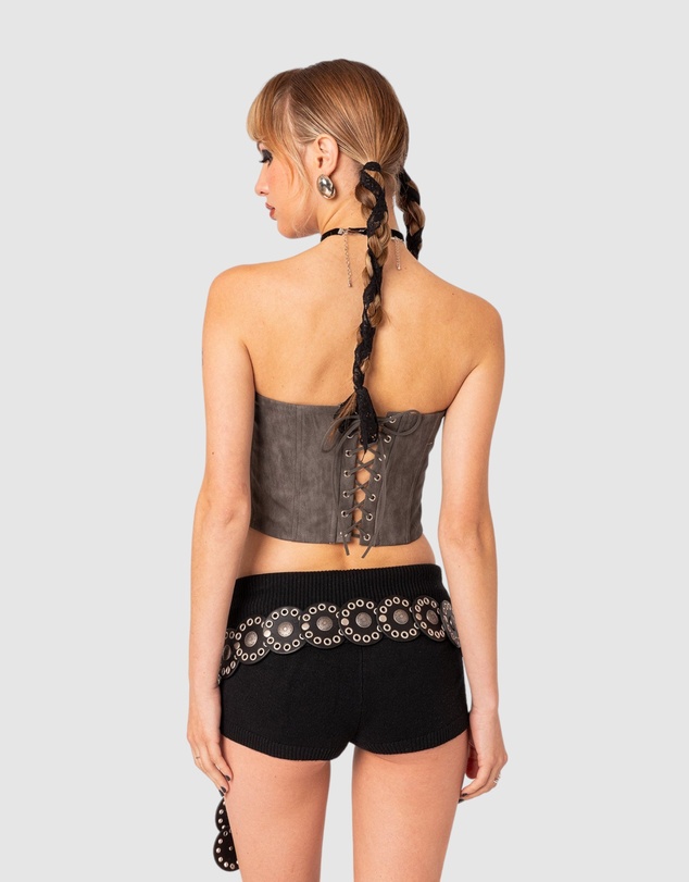 EDIKTED - Christa Washed Faux Leather Corset