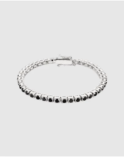 Kuzzoi - ICONIC EXCLUSIVE - Bracelet Men Square Black Zirconia in 925 Sterling Silver