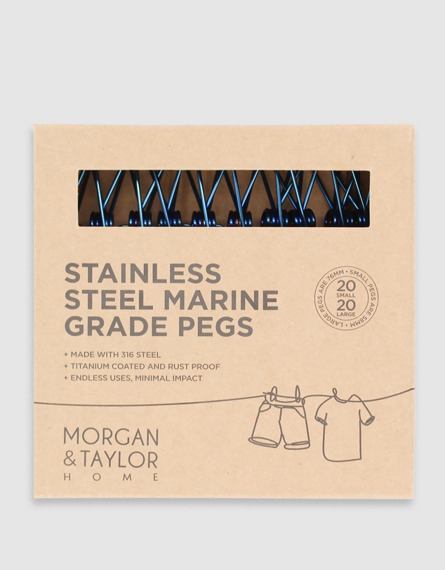 Morgan & Taylor - Small & Large Stainless Steel Pegs (40 Pack)