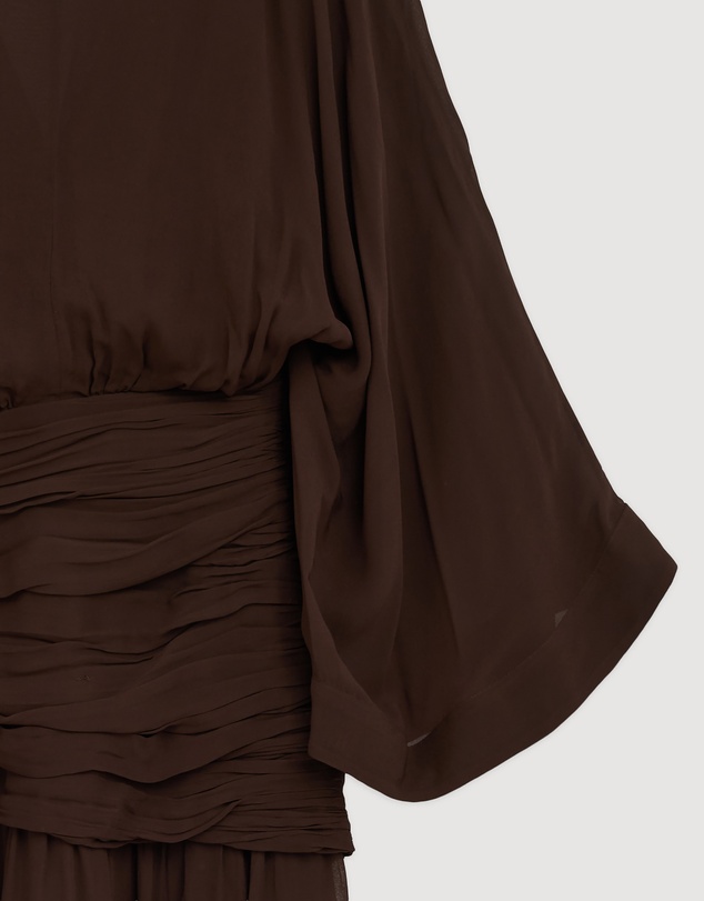 Revibe - Repaired Shona Joy Amina Balloon Sleeve Plunged Maxi Dress - AU 6