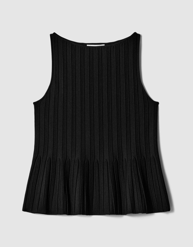 & Other Stories - Rib-Knit Peplum Top