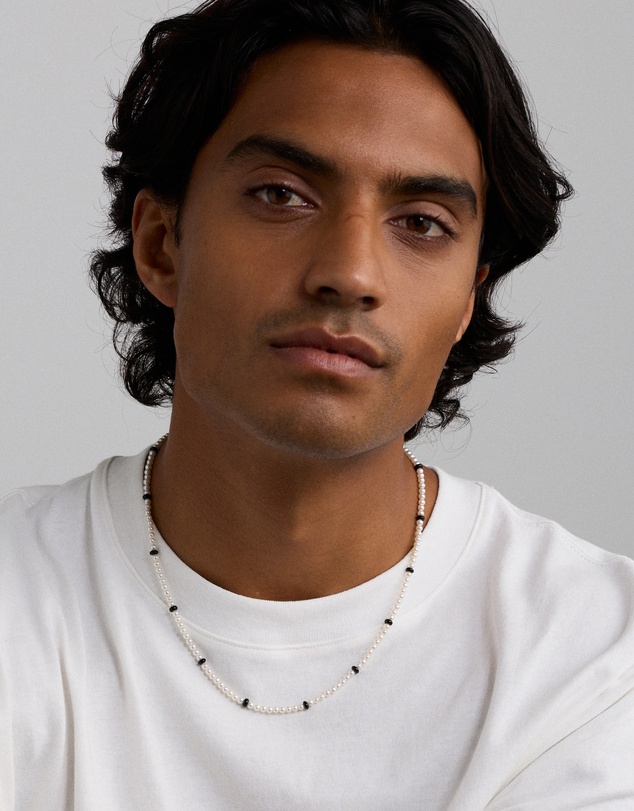 Michael Hill - Cultured Freshwater Pearl & Onyx Necklace in Sterling Silver